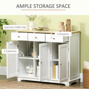 Modern Sideboard, Buffet Cabinet with Storage Cabinets, Drawers and Adjustable Shelves for Living Room, White