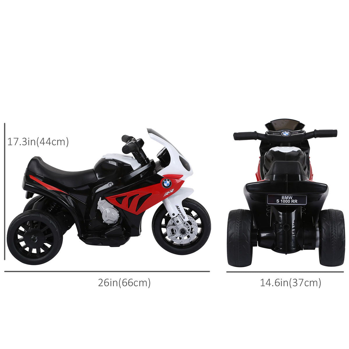 Aosom Kids Motorcycle, 6V Battery Powered Toddler Motorcycle with Headlight, Music, 3 Wheels Electric Motorcycle for Kids, Licensed BMW, Gift for Boys & Girls -