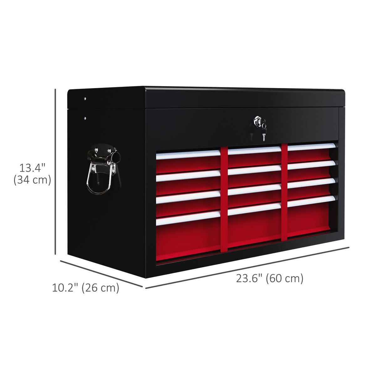 6 Drawer 24" Portable Tool Box with Top Case, Ball Bearing Slides, Metal Tool Chest for Garage, Household and Warehouse