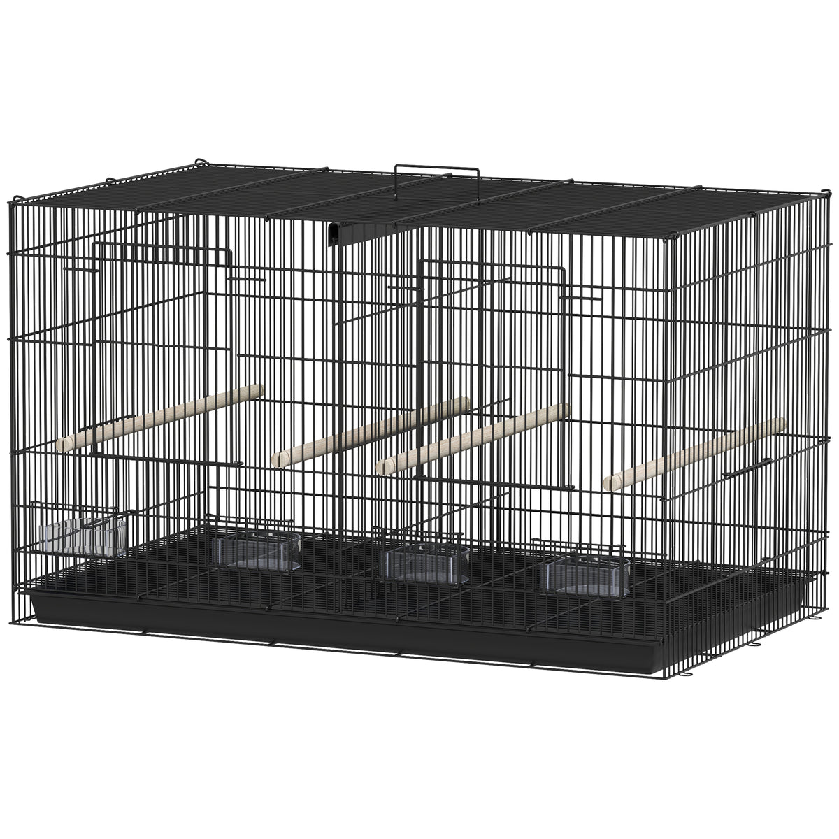 18" H Bird Cage, Large Parakeet Cage for Budgie, Lovebird, Canary, Finches with Divider, Black