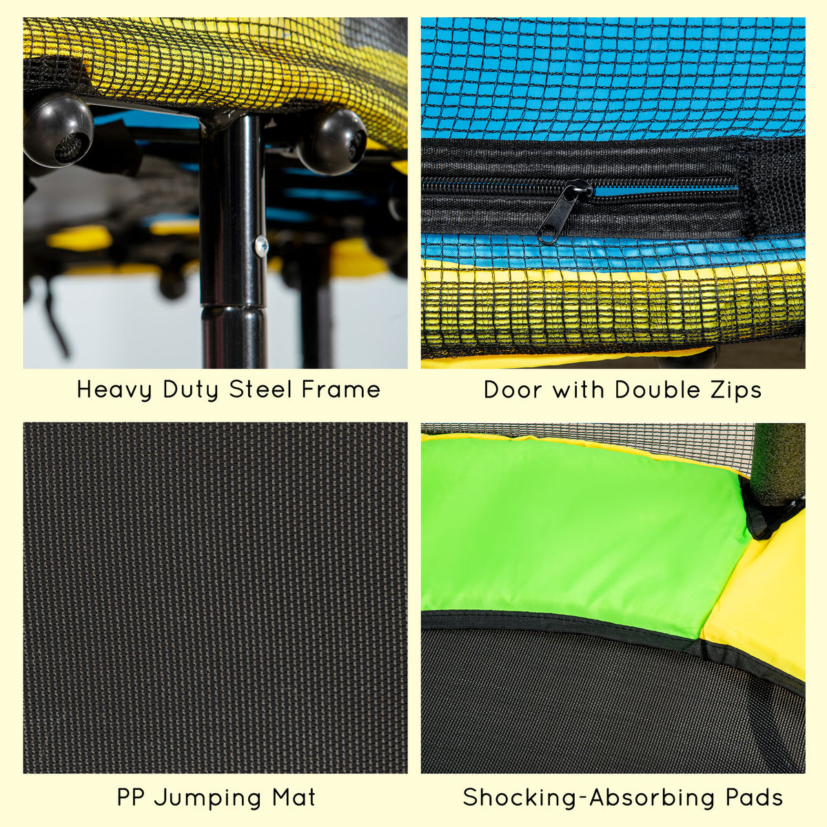 Qaba 4.6FT Trampoline for Kids with Enclosure Net for Ages 3-6, Indoor Outdoor Use