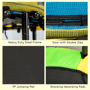 Qaba 4.6FT Trampoline for Kids with Enclosure Net for Ages 3-6, Indoor Outdoor Use