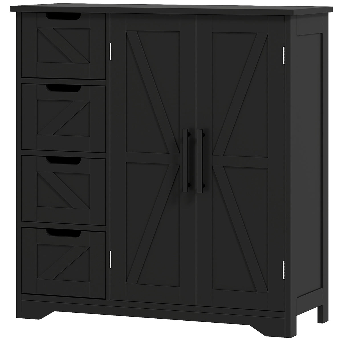 Bathroom Floor Cabinet, Farmhouse Bathroom Storage Cabinet with Adjustable Shelf, Black