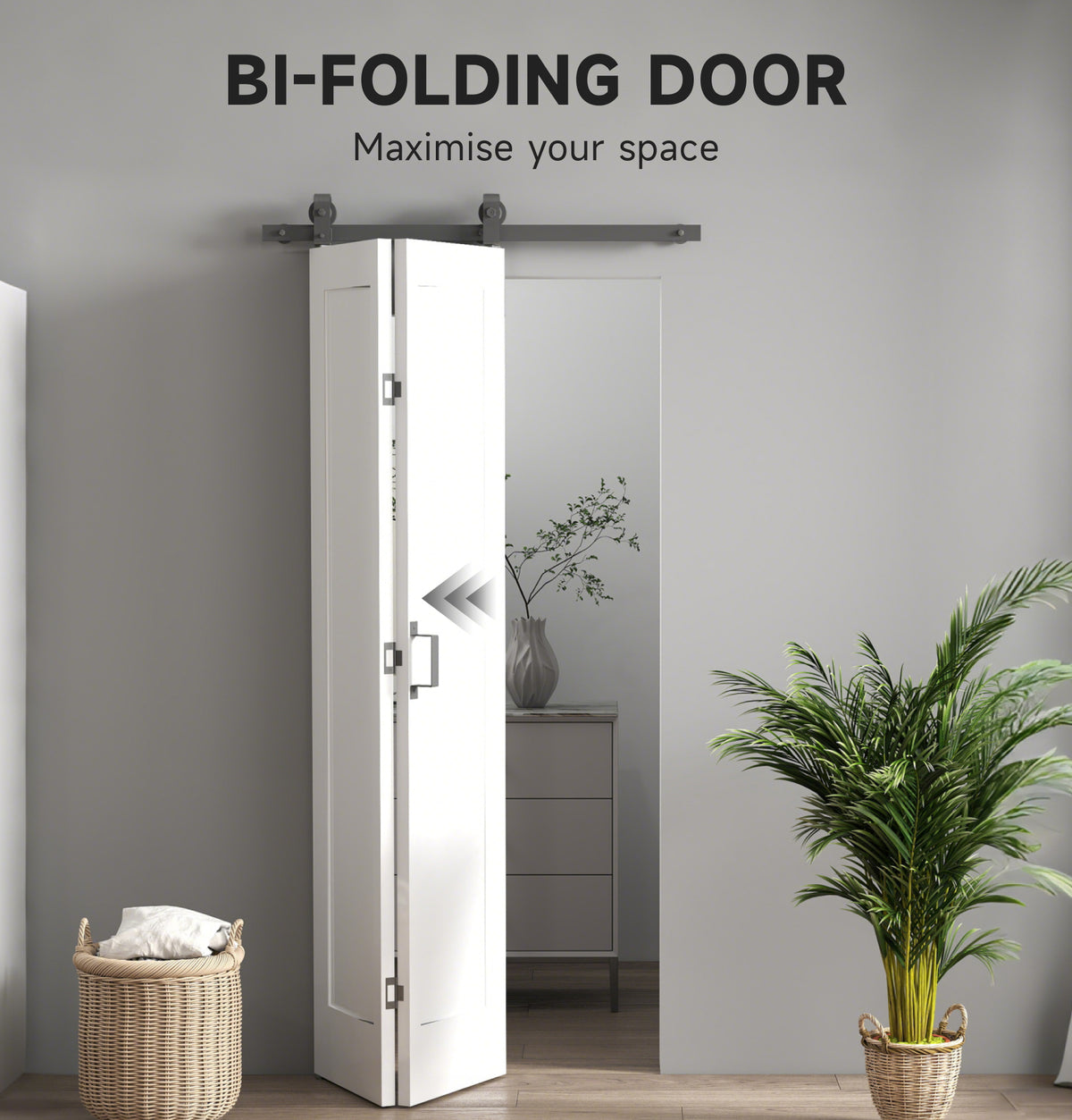 35" x 83" Sliding Door with 3.6FT Bi-Folding Door, Hardware Kit Included & Handle, DIY Paintable MDF Surface