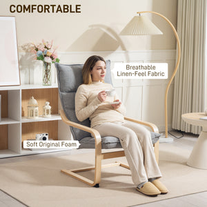 Modern Armchair, Upholstered Accent Chair with Curved Leg and Arm, Leisure Lounge Chair for Living Room – view 18