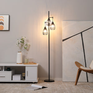 Industrial Floor Lamp with 3 Hanging Wire Lampshades, Dimmable Standing Lamp for Living Room, Bedroom – view 7