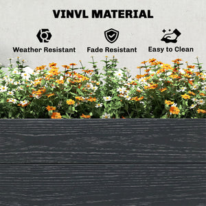Vinyl Raised Garden Bed Kit, 6.5 x 2 x 1ft Elevated Garden Box with Divider and Open Bottom, Grey Wood Effect
