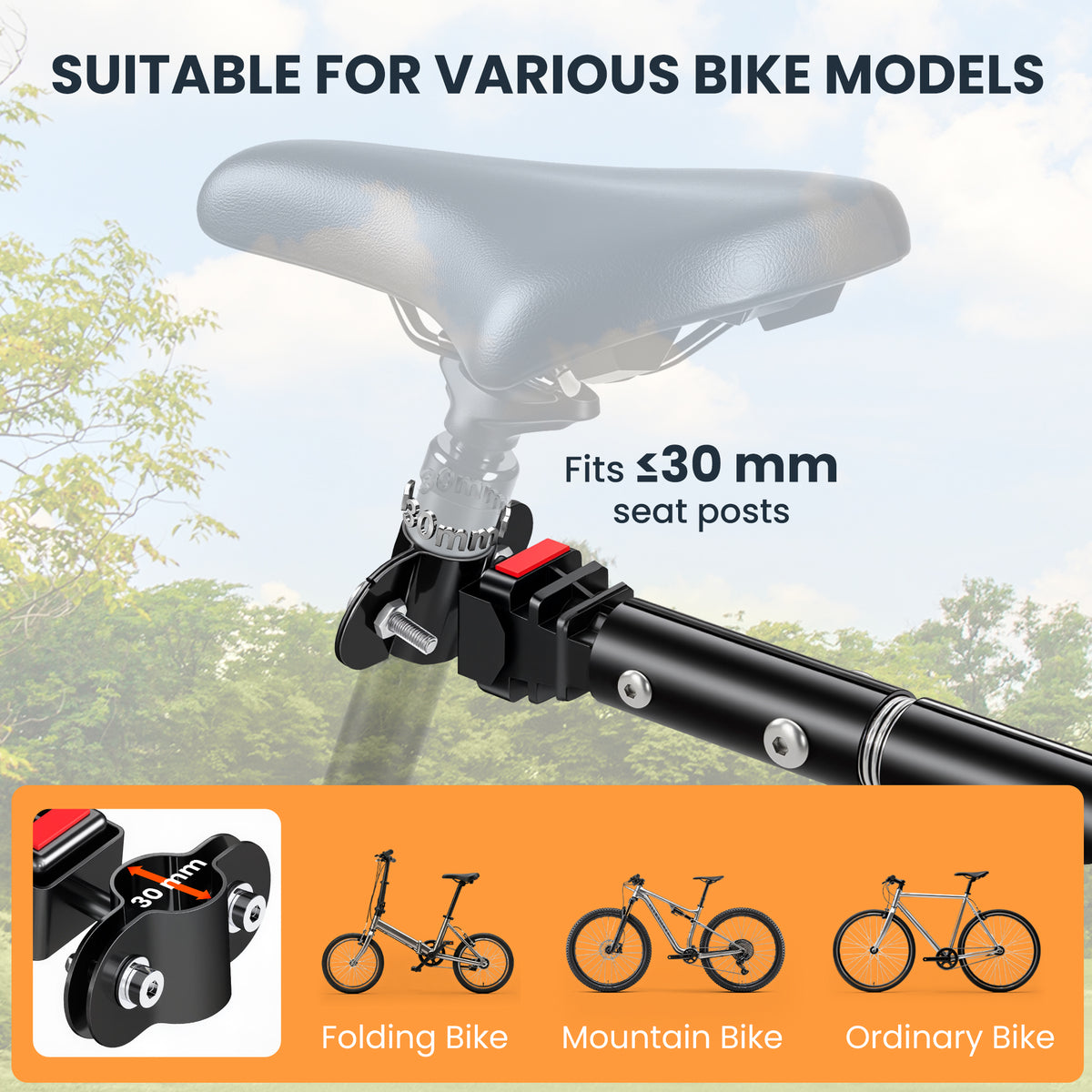 Aosom Folding Bicycle Cargo Trailer Utility Bike Cart Carrier Garden Patio Tool with Hitch Black
