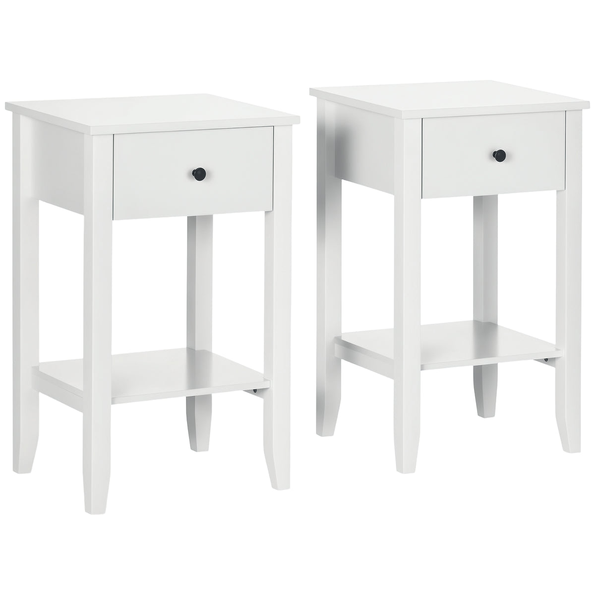 Side Table Set of 2, End Tables with Drawer and Bottom Shelf, 2-tier Nightstand for Bedroom, Living Room – view 8