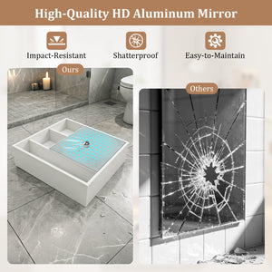 Wall-Mounted Mirror Cabinet with 2 Hidden Shelves and 3 Open Compartments-White view 9