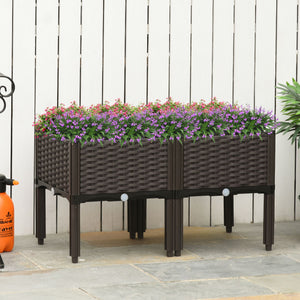 2-piece Raised Garden Bed PP Raised Flower Bed Plant Stand Stackable Vegetable Herb Grow Box