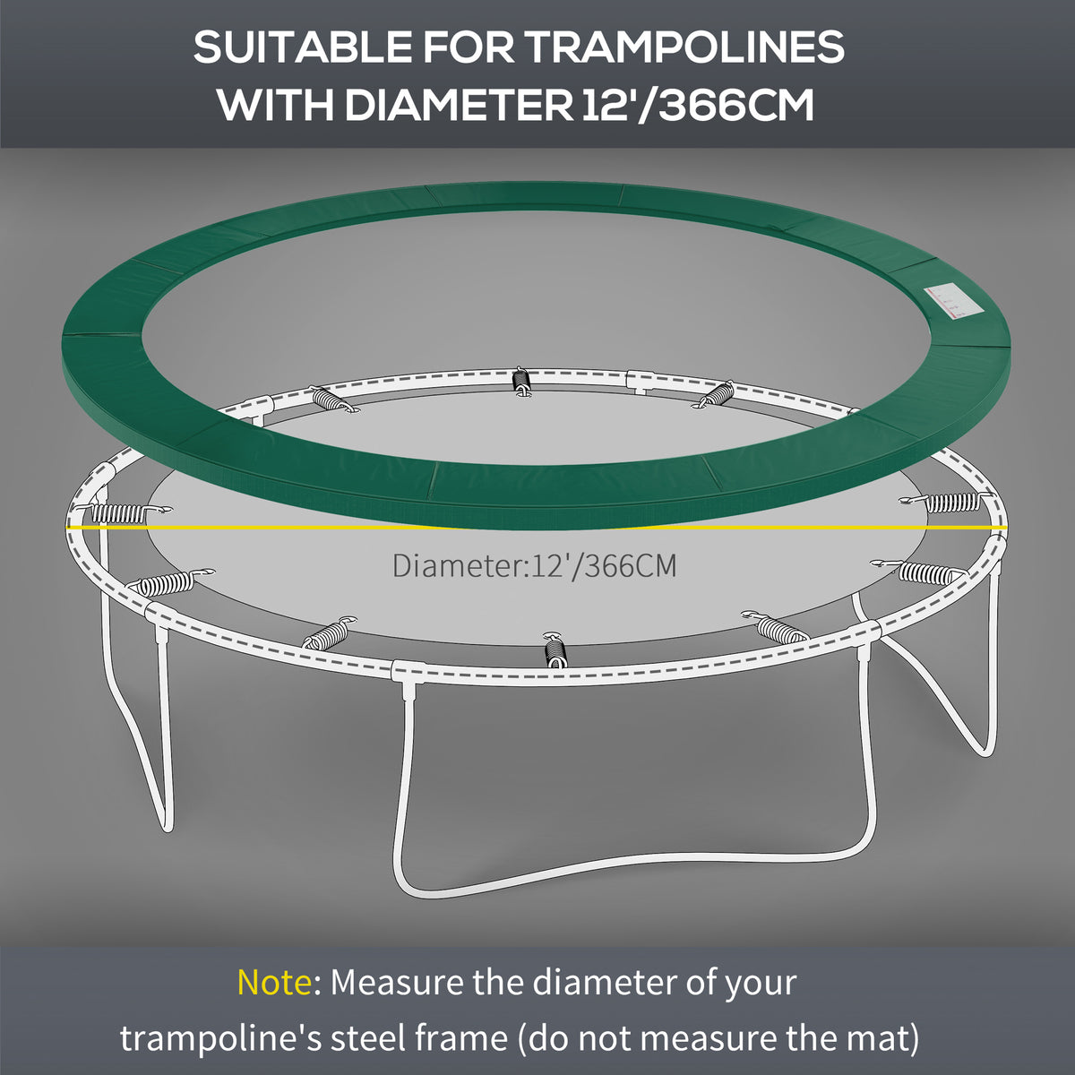 ⌀8ft Trampoline Pad ⌀96" Spring Safety Replacement Gym Bounce Jump Cover EPE Foam, No Holes for Pole, Blue – view 11