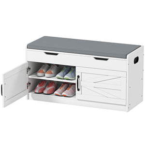Shoe Storage Bench, Entryway Bench with 2-Tier Cabinet, Flip-Top Storage, Padded Cushion for Hallway – view 8