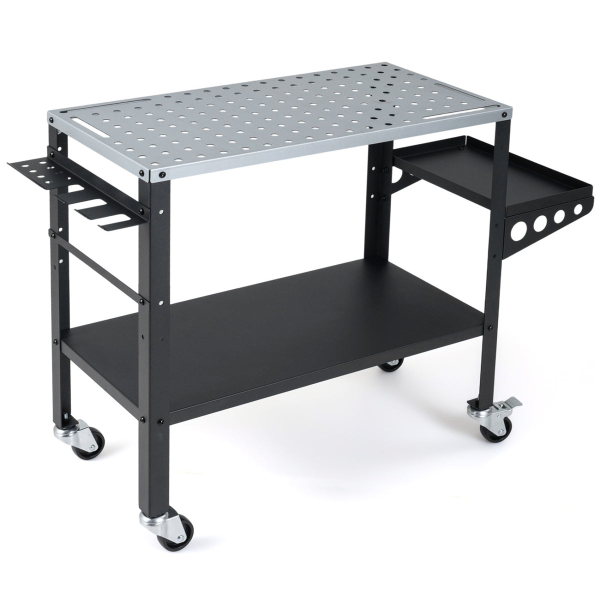 Welding Table 36x18 inches with Lockable Wheels and 144 Fixture Holes and Tool Slots