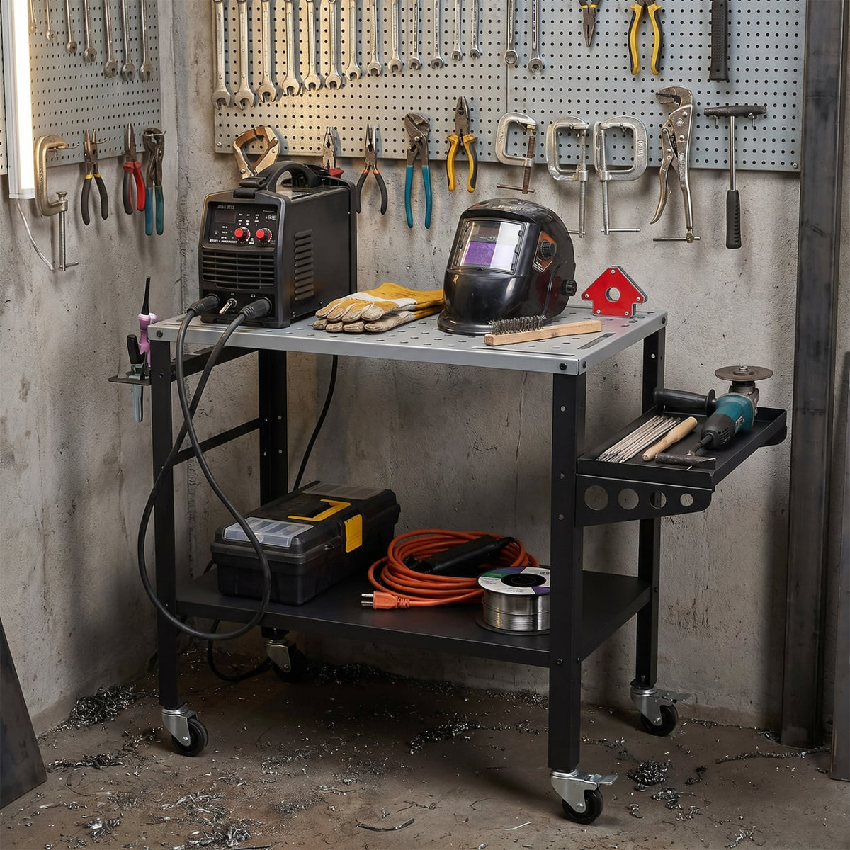 Welding Table 36x18 inches with Lockable Wheels and 144 Fixture Holes and Tool Slots view 6
