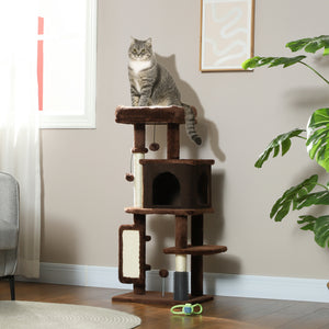 41 Inch Cat Tree with Scratching Posts, Cat Bed, Condo, Grooming Brush, Jumping Platforms, Toy Balls, Anti-tip Kit