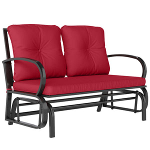 2-Person Outdoor Glider Chair, Patio Double Rocking Loveseat with Steel Frame and Cushions for Backyard – view 8