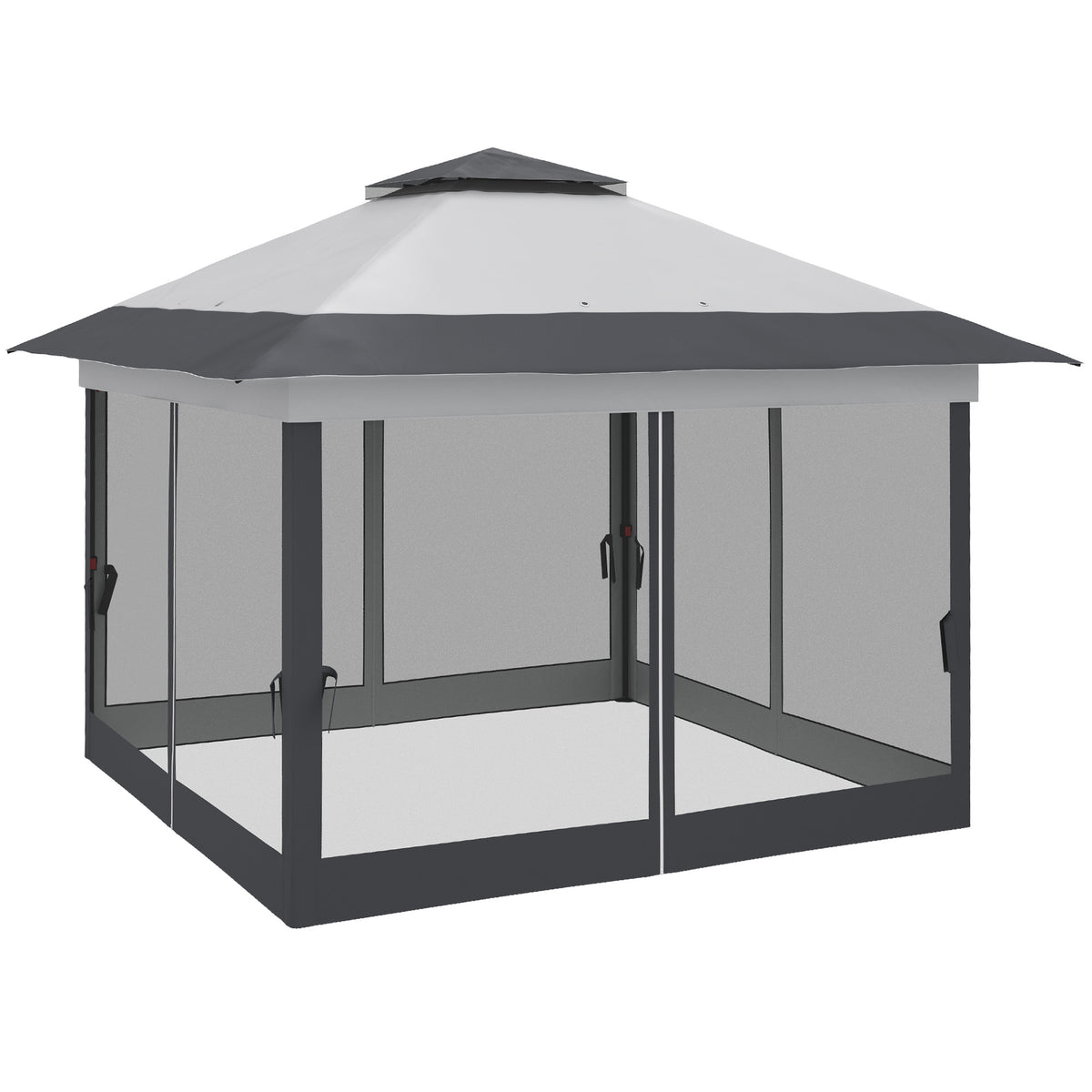 12' x 12' Foldable Pop-up Party Tent Instant Canopy Sun Shade Gazebo Shelter with Steel Frame, Dark Grey