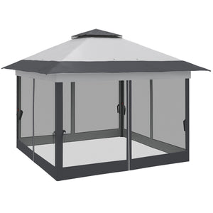 12' x 12' Foldable Pop-up Party Tent Instant Canopy Sun Shade Gazebo Shelter with Steel Frame, Dark Grey