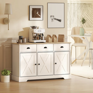 46.5" Buffet Cabinet, Farmhouse Sideboard with 3 Barn Doors and 3 Drawers for Living Room, Kitchen, Black – view 14