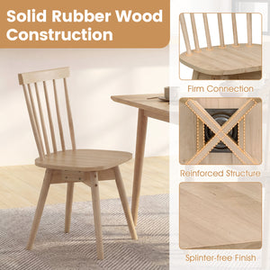Windsor Dining Chairs Set of 2 Mid Century Rubber Wood Kitchen Chairs with Swivel Seat-Natural view 8