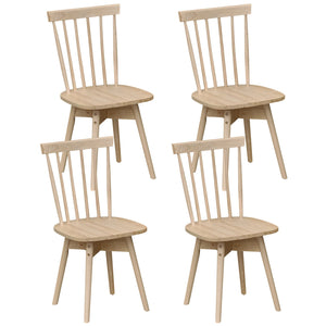 Windsor Dining Chairs Set of 4 Mid Century Rubber Wood Kitchen Chairs with Swivel Seat-Natural
