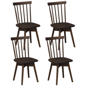 Windsor Dining Chairs Set of 4 Mid Century Rubber Wood Kitchen Chairs with Swivel Seat-Walnut