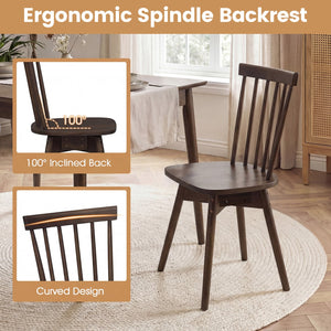 Windsor Dining Chairs Set of 4 Mid Century Rubber Wood Kitchen Chairs with Swivel Seat-Walnut view 5