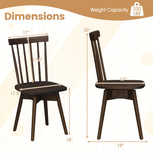 Windsor Dining Chairs Set of 4 Mid Century Rubber Wood Kitchen Chairs with Swivel Seat-Walnut view 4