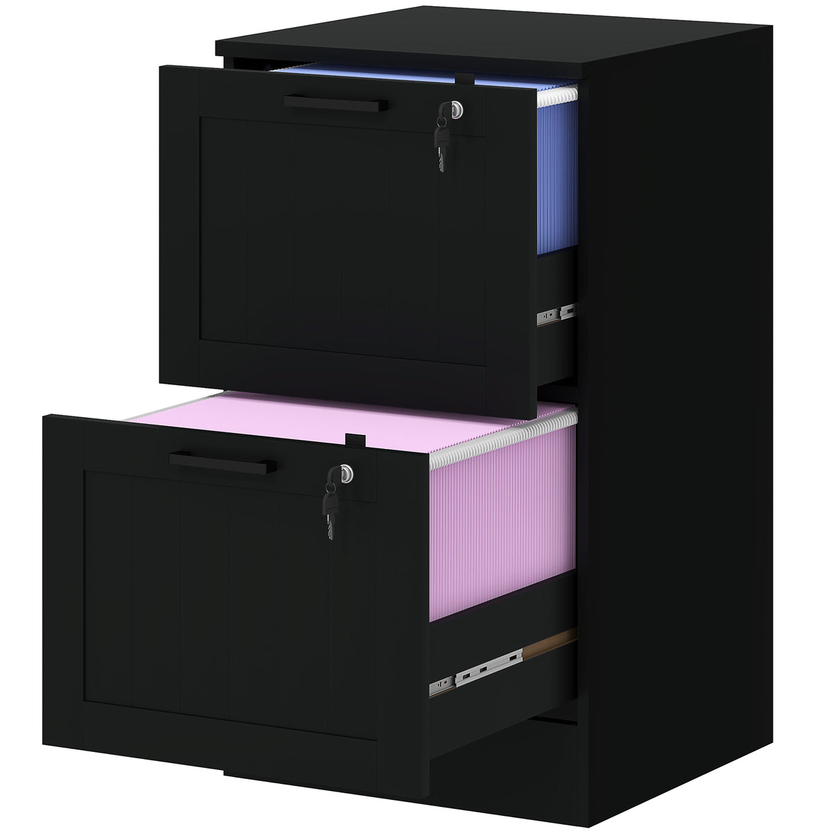 2 Drawer Filing Cabinet with Lock, Office Storage Cabinet with Adjustable Hanging Bars for A4 Letter Size