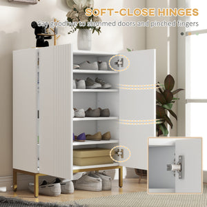 Shoe Storage Cabinet with Adjustable Shelves and Soft-Close Hinges, for 15-20 Pairs of Shoes, Black – view 11