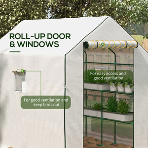 Portable Greenhouse, Walk-In Small Outdoor Green House with 2 Tier U-Shaped Flower Rack Shelves – view 12
