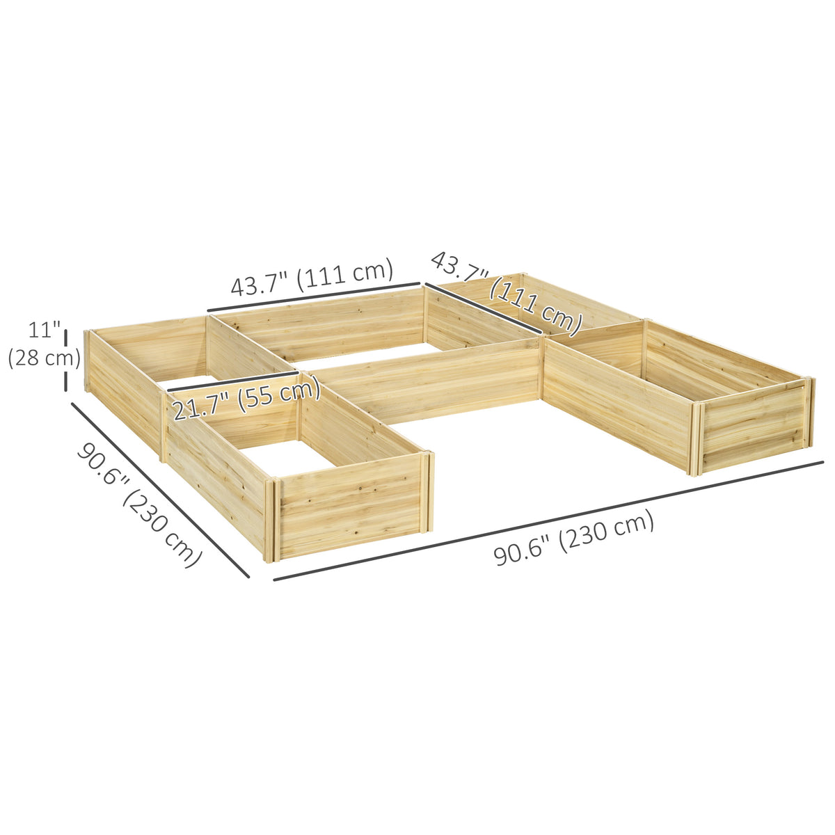 DIY 5-box Garden Planter with Open Bottom for Outdoor Plants, Vegetables, Flowers, Herbs, Brown – view 9