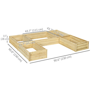 DIY 5-box Garden Planter with Open Bottom for Outdoor Plants, Vegetables, Flowers, Herbs, Brown – view 9