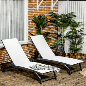 Outdoor Lounge Chair Set of 2, Tanning Chair with Wheels, Breathable Mesh for Patio, Backyard, Poolside – view 14