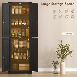 72" Pantry Cabinet, Farmhouse Freestanding Kitchen Storage Cabinet with Adjustable Shelves for Dining Room – view 3