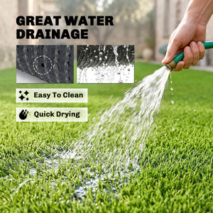 Artificial Grass 10' x 3' (30 Square Feet), Fake Grass Turf with UV Protection, Drain Holes for Rain, Green