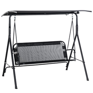 2-Person Porch Swing Chair, 2 Seater Patio Swing Bench w/ Adjustable Canopy, Breathable Seat for Garden