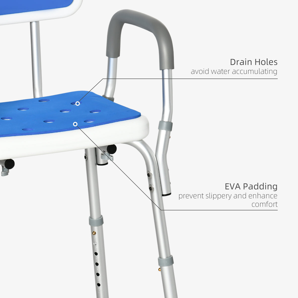 Adjustable Shower Chair with Arms and Back, Bath Chair with Regular Seat – view 4