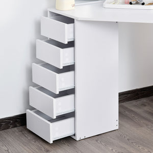 Corner Vanity Desk with Mirror, Makeup Vanity Table with 5 Drawers and Open Shelves – view 13