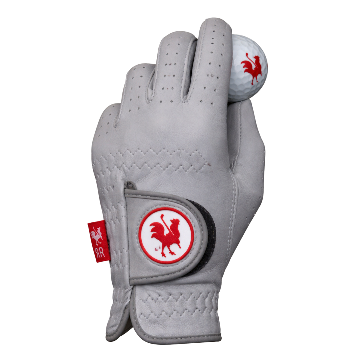 Women's Scots Silver - Red Rooster Golf AAA Cabretta Leather Golf Glove, grey/silver leather