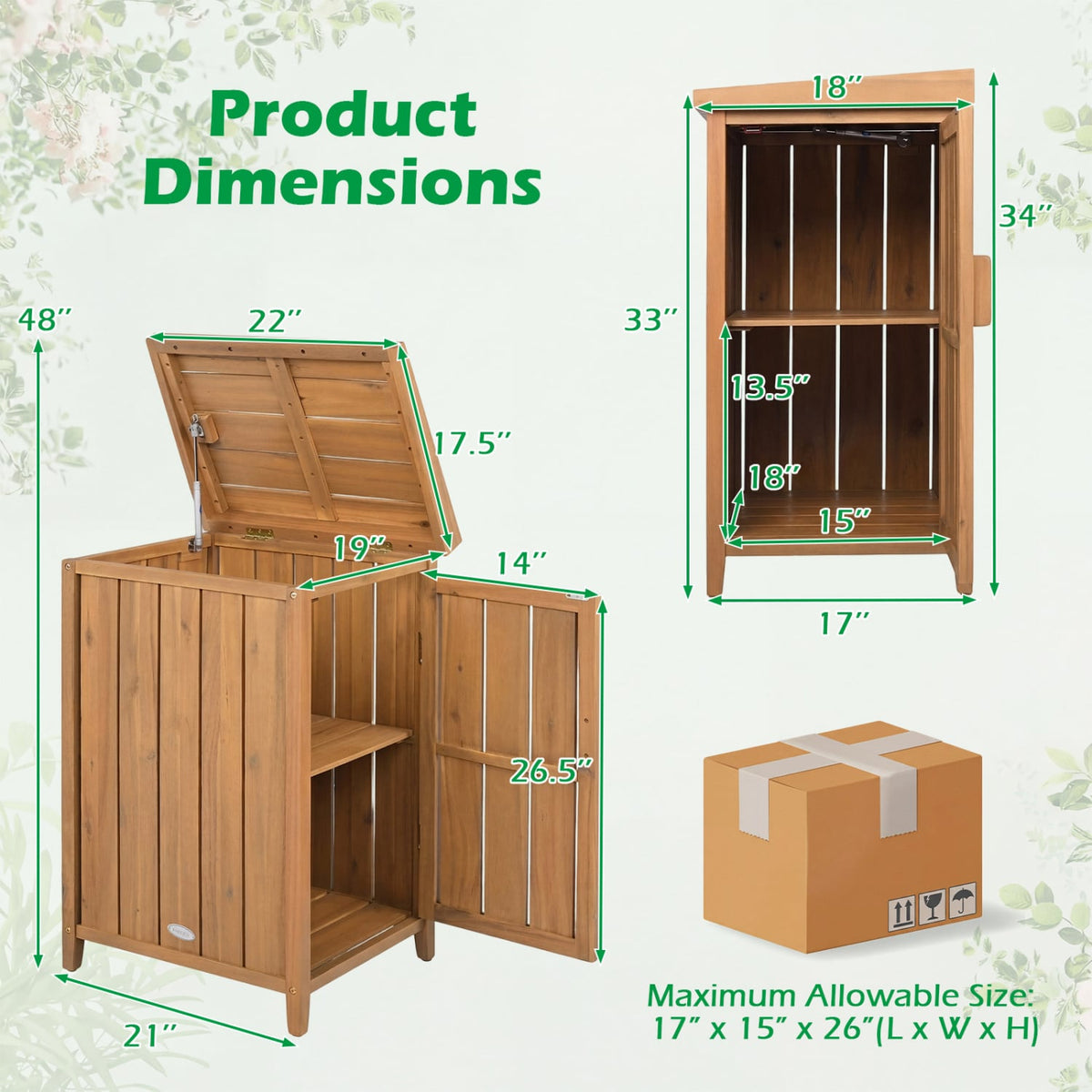 Wood Package Delivery Box with Openable Lid and Removable Shelf for Garden view 5