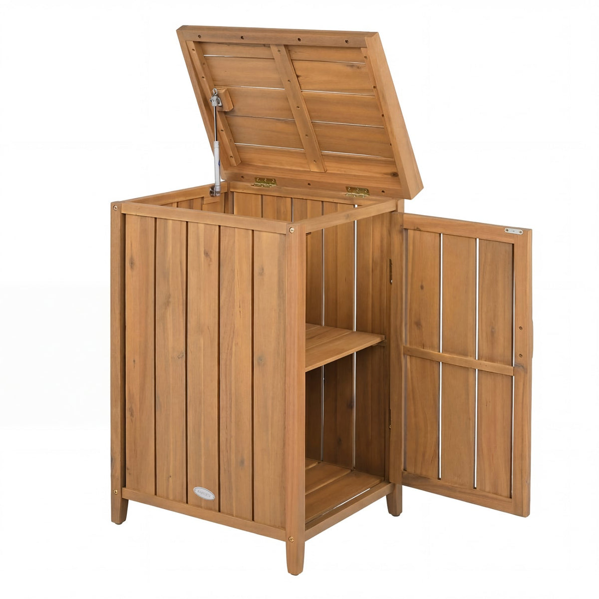 Wood Package Delivery Box with Openable Lid and Removable Shelf for Garden view 4