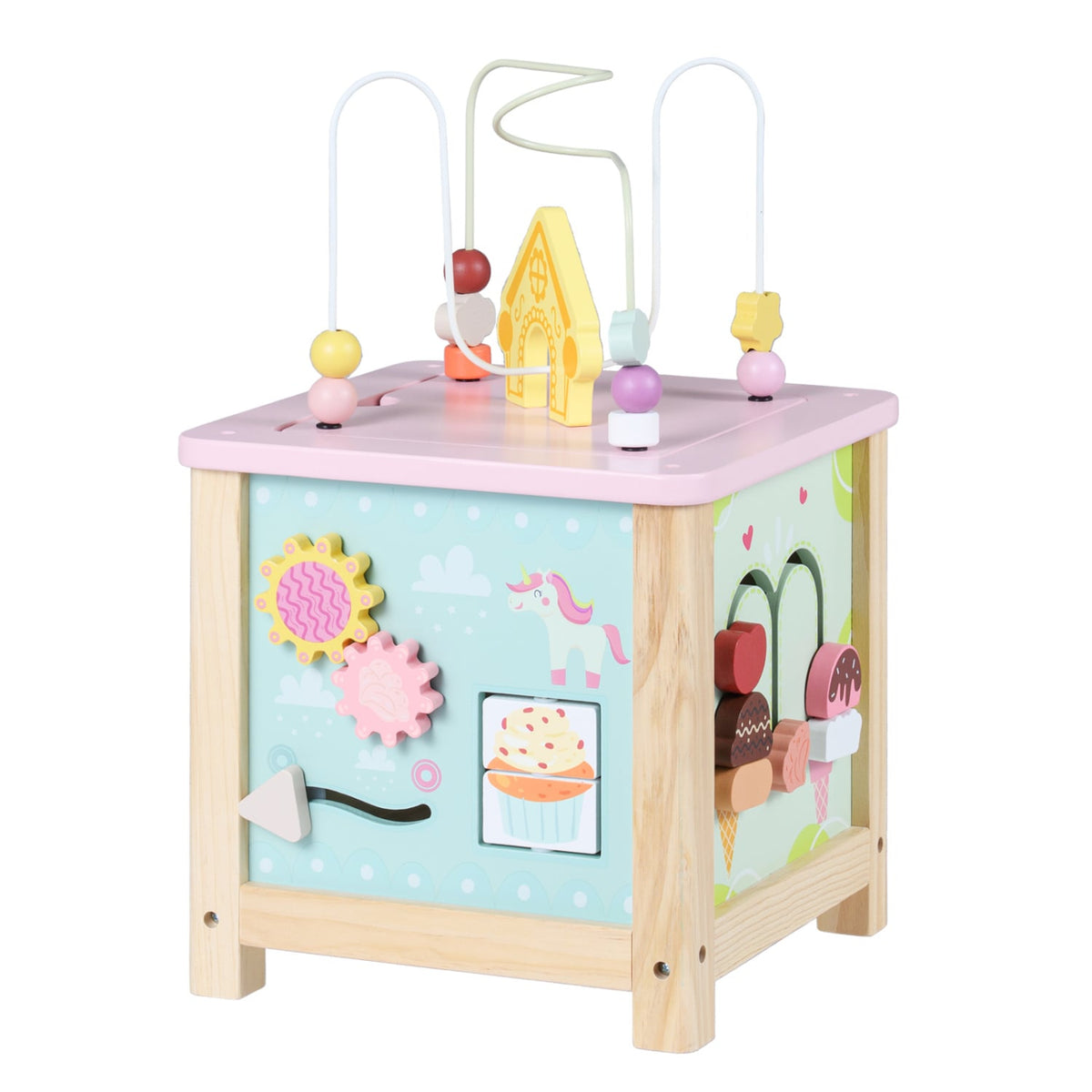 Wooden Activity Cube with Montessori Sensory Toys for 18+ Months Toddlers