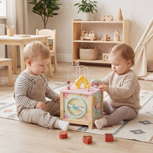Wooden Activity Cube with Montessori Sensory Toys for 18+ Months Toddlers view 2