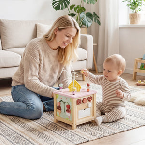 Wooden Activity Cube with Montessori Sensory Toys for 18+ Months Toddlers view 3