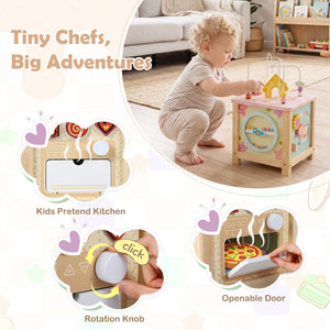 Wooden Activity Cube with Montessori Sensory Toys for 18+ Months Toddlers view 8