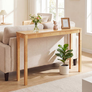 Wooden Console Table Modern Farmhouse Sofa Table with Thickened Top-Natural view 3