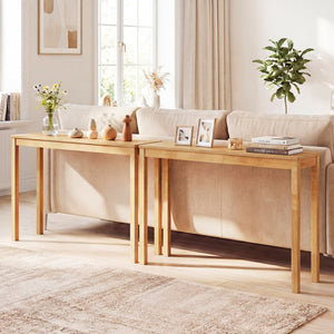 Wooden Console Table Modern Farmhouse Sofa Table with Thickened Top-Natural view 7