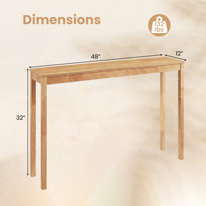 Wooden Console Table Modern Farmhouse Sofa Table with Thickened Top-Natural view 5